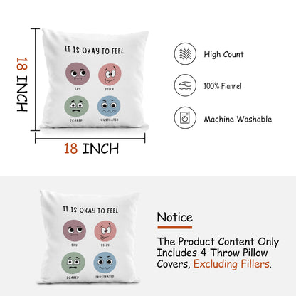 Nogrit Counseling Office Must Haves Pink Pillow Cover, Calming Corner, Mental Health Pillowcase Decor for Home Kids,Mental Health Counselor Gifts, Calming Corner Pillow Covers 18X18 Set of 4