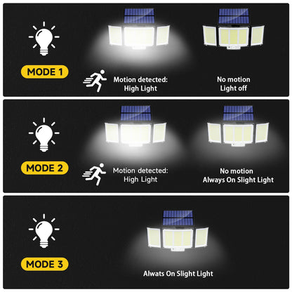 Solar Lights Outdoor Garden Lights 1 Pack 348LED 2000LM IP65 270° 3 Modes Solar Security Lights Outdoor Motion Sensor Outdoors Wall Lights Solar Wall Light Outdoors Motion Sensor Light