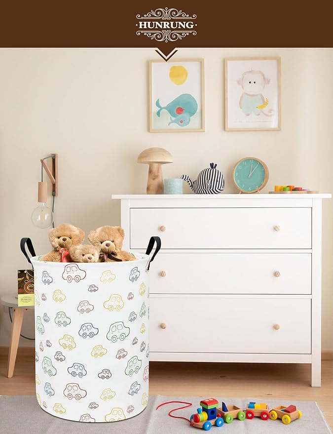HUNRUNG Laundry Hamper, Large Canvas Fabric Lightweight Storage Basket Toy