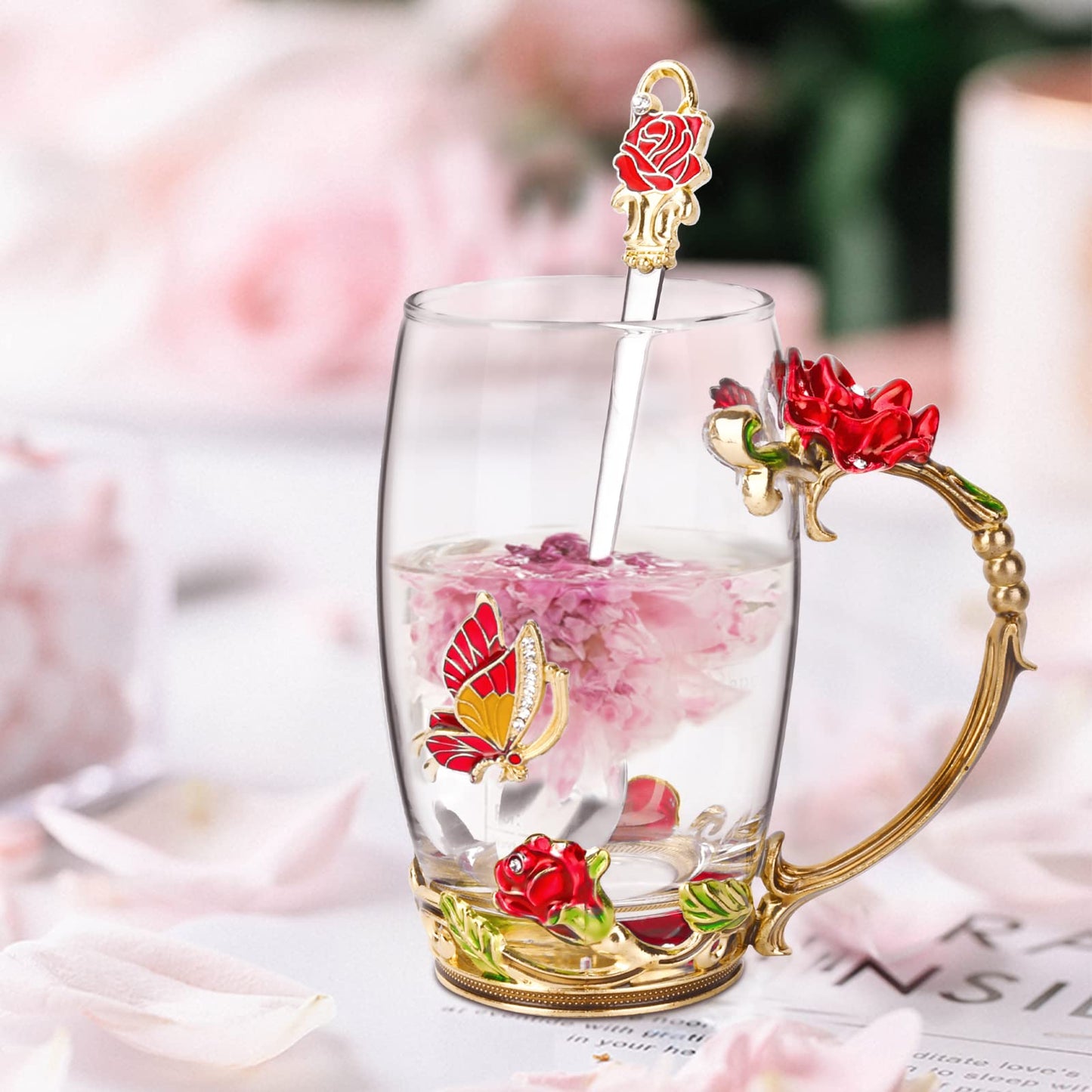 OEAGO Gifts for Mom Women Valentines Day Gifts for Her Glass Coffee Enamels Mug Best Birthday Valentine's for Girlfriend Wife Mothers Day from Daughter Son Tea Cup Stocking Stuffers Christmas