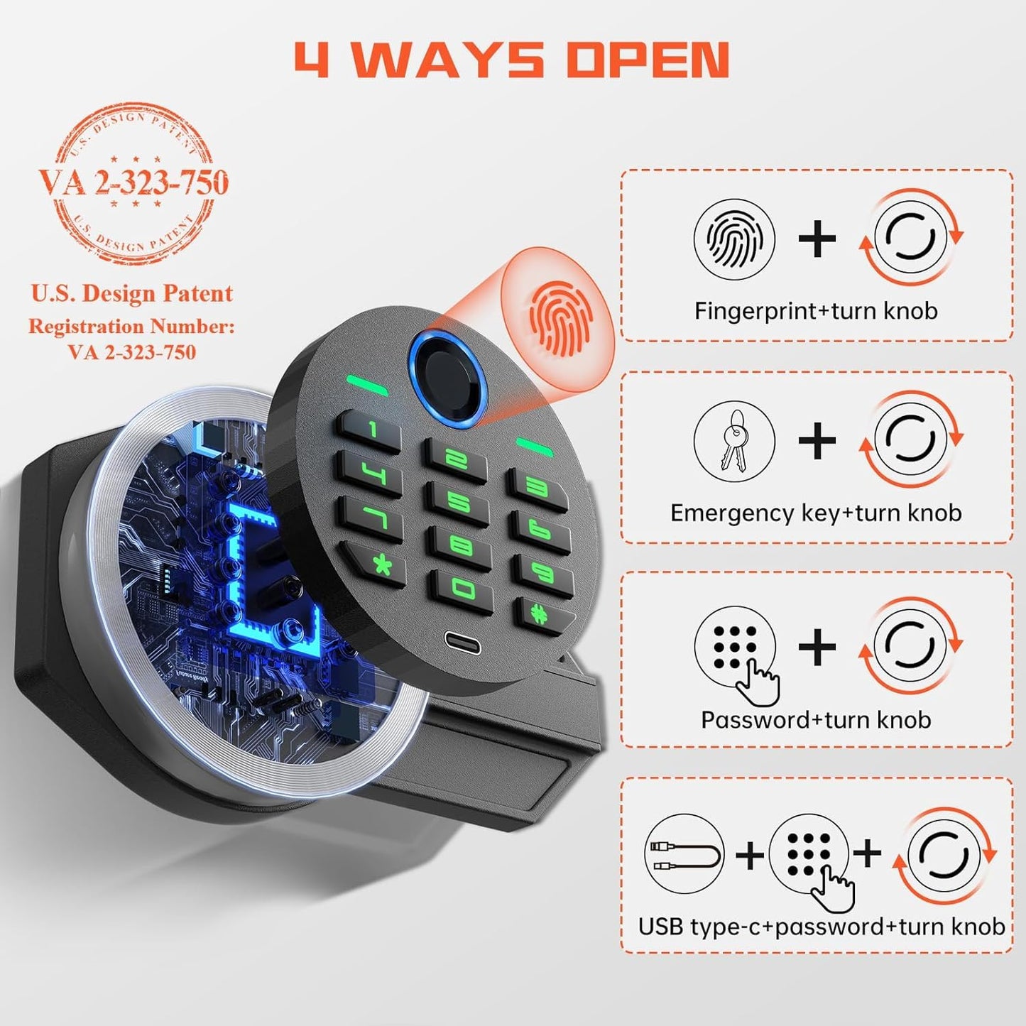 6.5 Cuft Extra Large Home Safe Box Fireproof Waterproof, Biometric Fingerprint Home Security Safe Box with Adjustable Shelf & Deposit Slot, Money Safes with Backlit Keypad & Dual Alarm for Home Office
