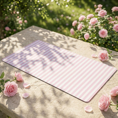ohisxiacy Light Pink Striped Desk Mat Cute Pastel XXL Large Gaming Mouse Pad Desk Pad Kawaii Cozy Aesthetic Keyboard Laptop Computer Mat Home Office Decor for Women