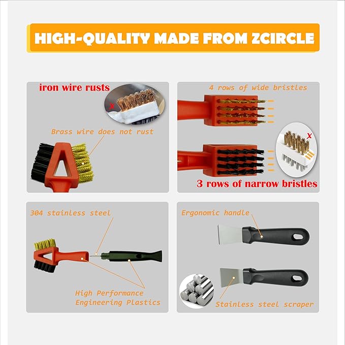 3Pcs, Brass Brush, Wire Brush, Metal Brush, Nylon Brush, Rust Cleaner
