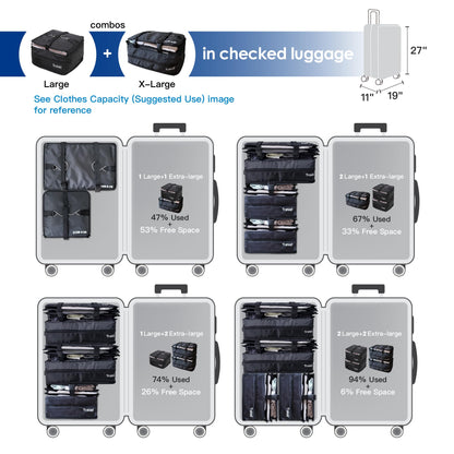 Grand Fusion Stow-N-Go Packing Organizer for Luggage, Portable Hanging Travel Shelves, Carry-On Closet, Hanging Packing Cubes, Collapsible Carry-On Organizer for Cruises & Hotels. Black - L