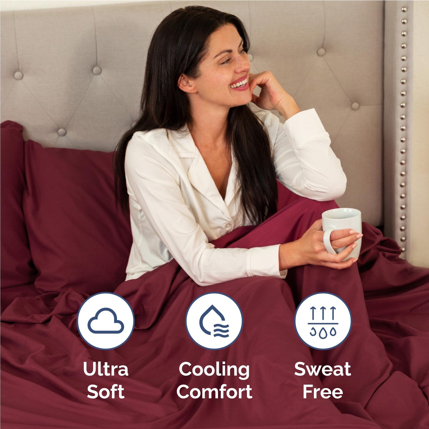Full Size 4 Piece Sheet Set - Comfy Breathable & Cooling Sheets - Hotel Luxury Bed Sheets for Women & Men - Deep Pockets, Easy-Fit, Extra Soft & Wrinkle Free Sheets - Burgundy Oeko-Tex Bed Sheet Set