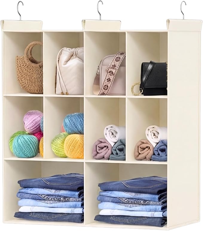 Ofiray-home 3 Tier Hanging Closet Organizer, 10 Compartments Sweater Organizer