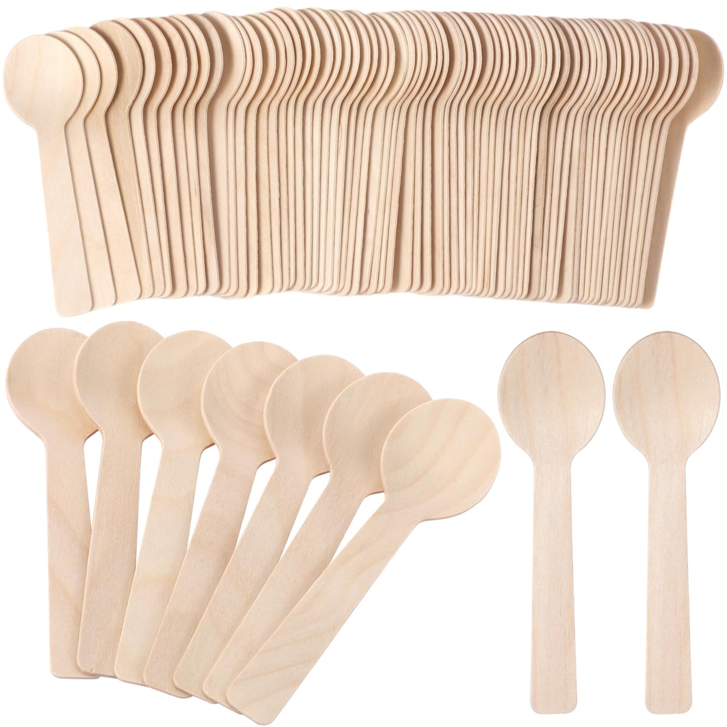 Teenyyou 3000 Pcs Mini Wooden Spoons 3.94 Inch Disposable Small Wooden Ice Cream Spoon Tiny Sampling Spoons Bulk Natural Birchwood Tasting Cutlery Scoop for Parties, Weddings, Camping