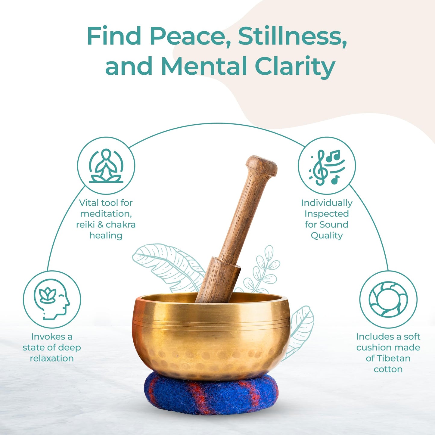 Handcrafted Tibetan Singing Bowl Set – 3.5” Sound Bowl for Meditation, Sound Healing & Yoga – Healing Instrument with Wooden Striker & Cushion – Authentic Hand-Hammered in Nepal