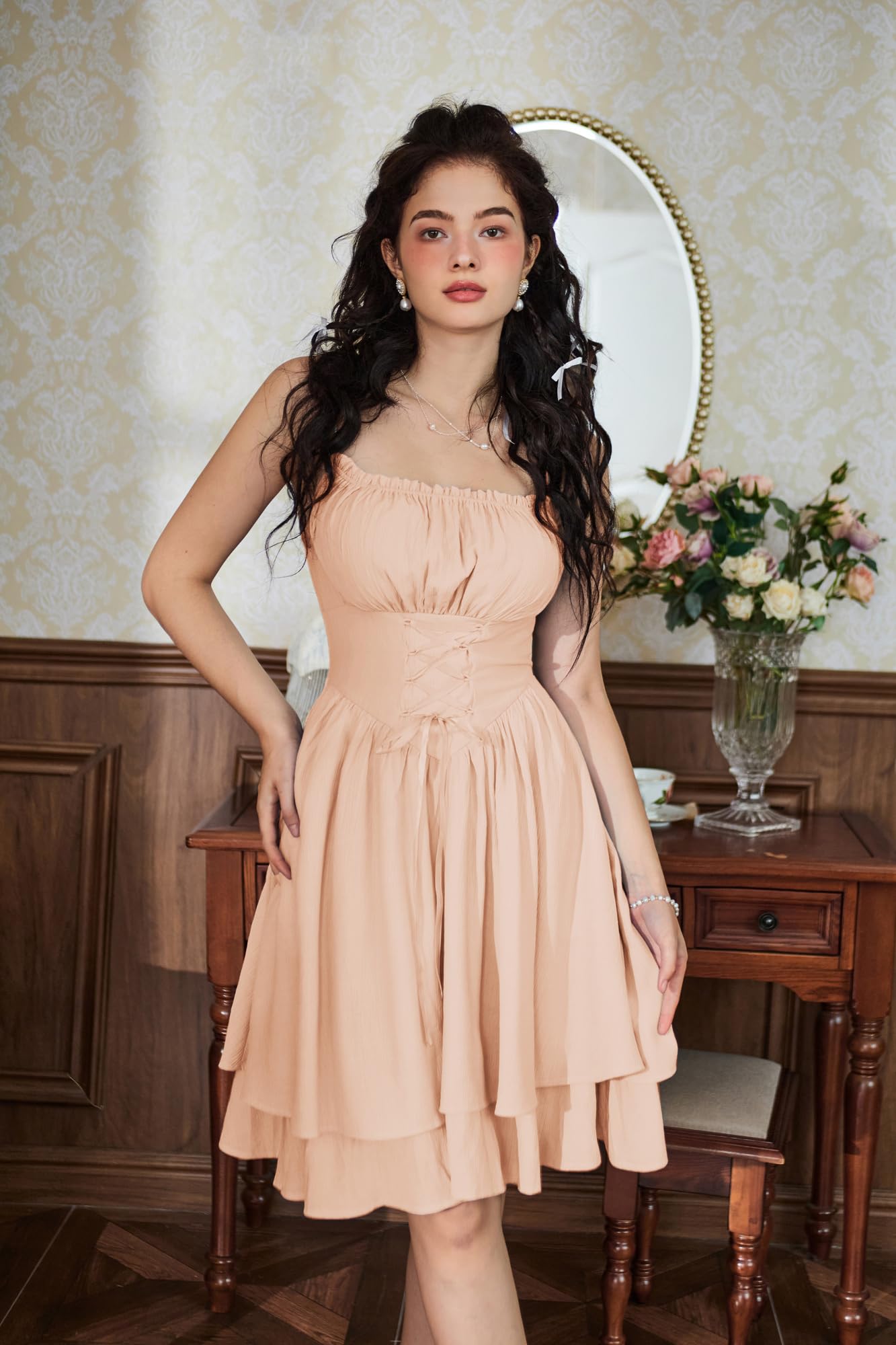 Scarlet Darkness Summer Dresses for Women 2025 Wedding Guest Cami Dress Chiffon Sundress Yellow M