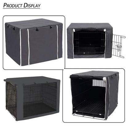 Geyecete Dog Crate Cover - Universal Dog Crate Fitting, 36 Inch, Lightweight Polyester Fabric, Breathable, Gray