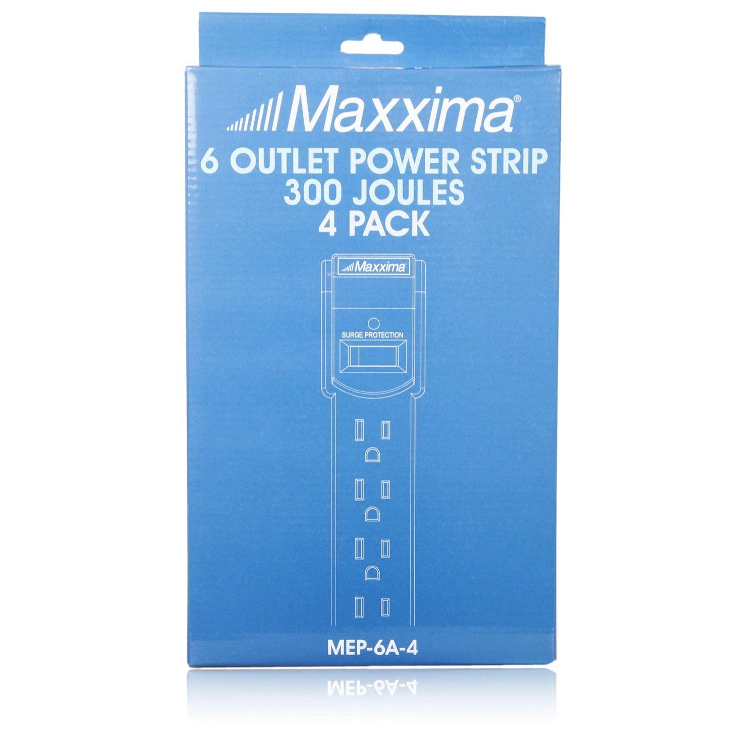 Maxxima 4-Pack 6 Outlet Power Strip Surge Protector - 300 Joules, Features Red On/Off Switch, Powers Multiple Electronics and Devices Simultaneously, Perfect for Home Appliances - Black