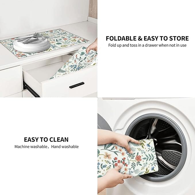 2Pcs Dish Drying Mats Faucet Mats Sets Large Size Coffee Mats Sink Faucet Mat