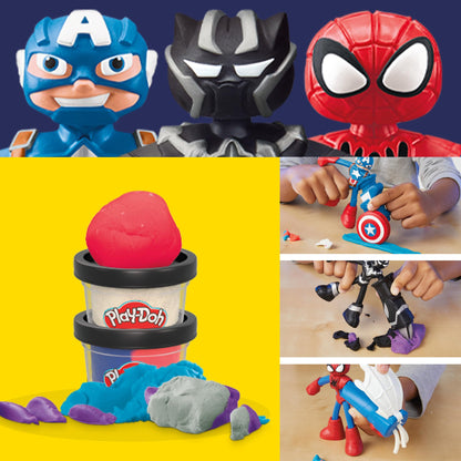 Play-Doh Marvel Hero Adventure Playset, 3 Marvel Action Figures with Wearable Tools, Black Panther, Captain America & Spider-Man Imagination Toys for Boys and Girls Ages 4 and Up