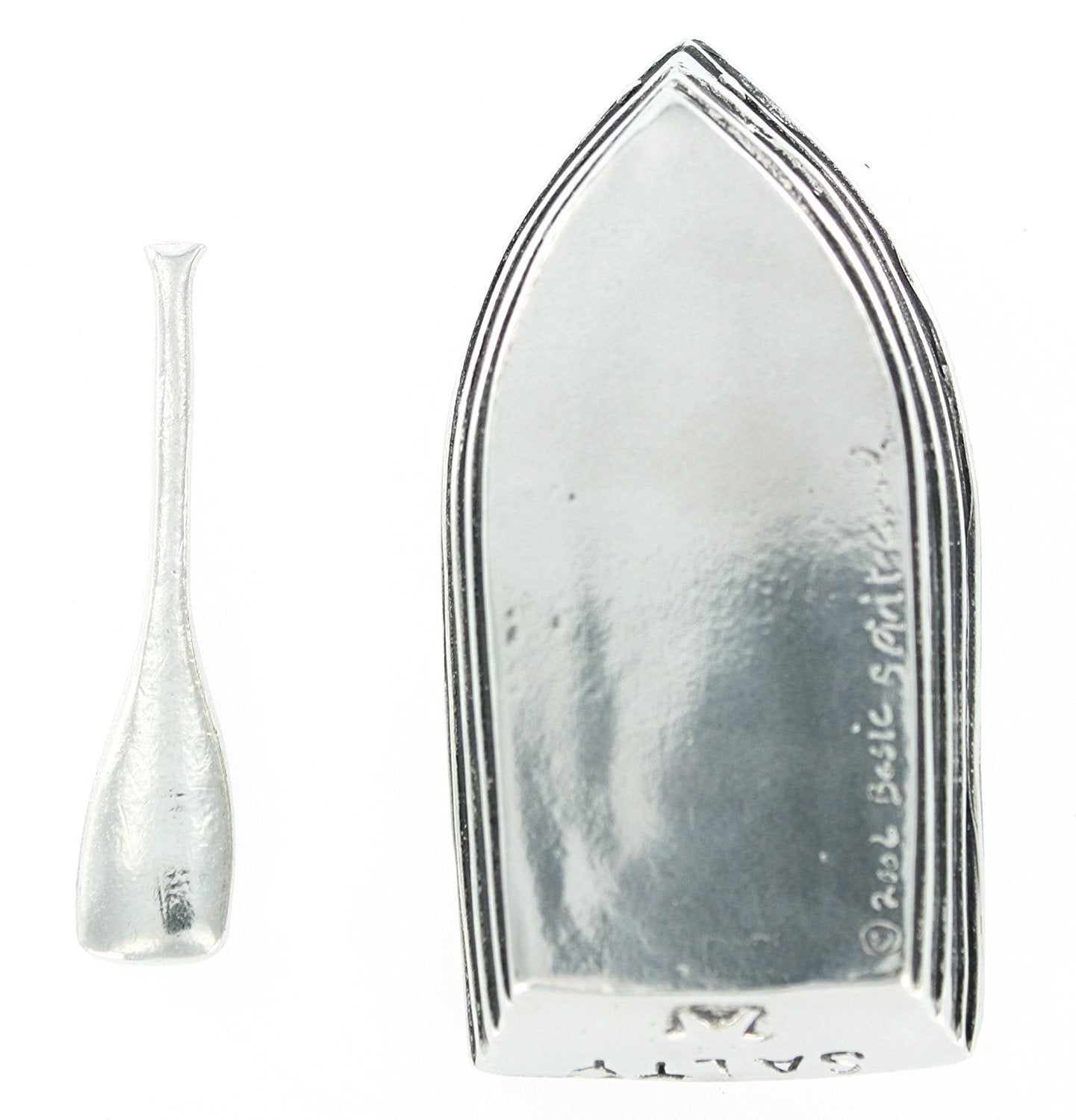 Basic Spirit Boat Salt Cellar with Spoon Handcrafted Pewter Home Lead-Free SD-19