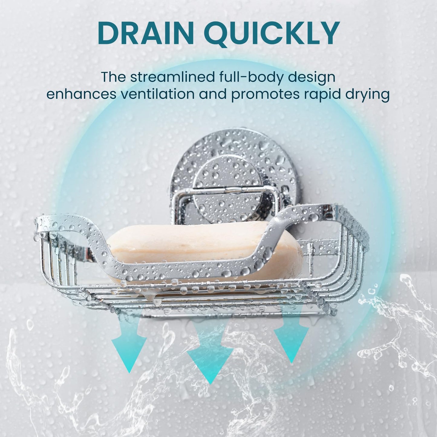 TAILI Soap Holder Dish Suction Cup, Soap Dish for Shower, Suction Bar Soap Holder for Bathroom, Rustproof Stainless Steel Drainable Bath Soap Dish, Drill-Free, Silver