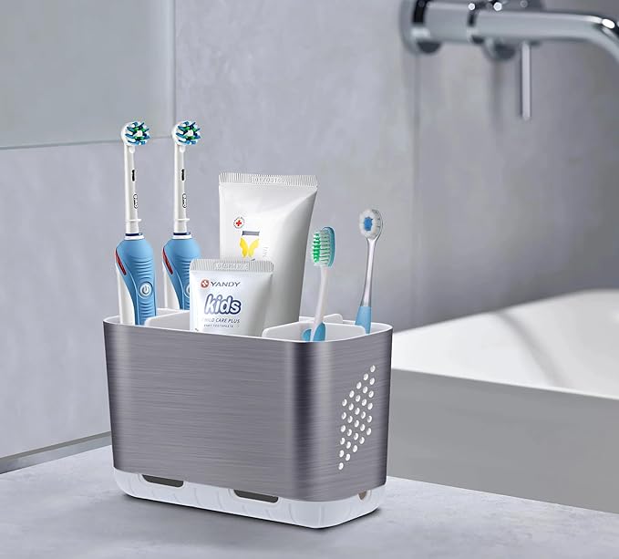 Toothbrush Holders for Bathroom Organizer Countertop, Detachable Anti-Slip