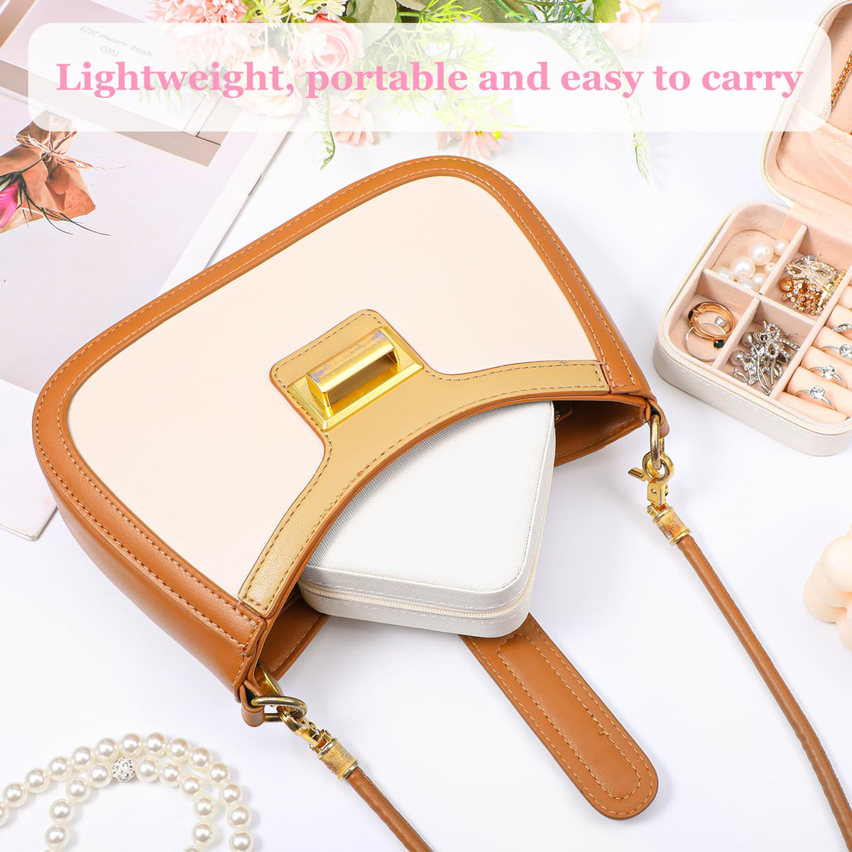 Meyeyaia 12pcs Mini Travel Jewelry Case,White Bridesmaids Proposal Small Jewelry Box Mini Jewelry Organizer,Small PU Leather Portable Storage Box for Rings,Earrings,Necklaces,Pendants,Bracelets