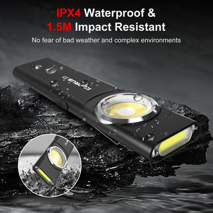 klarus E5 Flat EDC Torch,USB C Rechargeable COB Work Light, 470 Lumens Mini Flashlight with Magnetic Base and Buckle Clip Suitable for Maintenance, Camping, Hiking, Emergency, etc (E5)