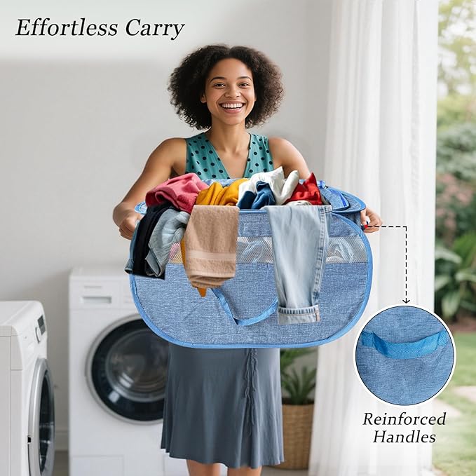 Upgraded 100L Extra Large Mesh Pop Up Laundry Hamper