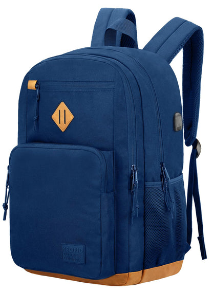 KEOFID Classic School Backpack for Boys and Girls Teenager, Travel Bag for Men and Women, Anti theft laptop Backpack with USB Charging Port for College(Blue 19inches)