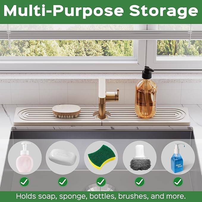 23.6 Inch Stone Faucet Mat for Kitchen Sink Splash Guard