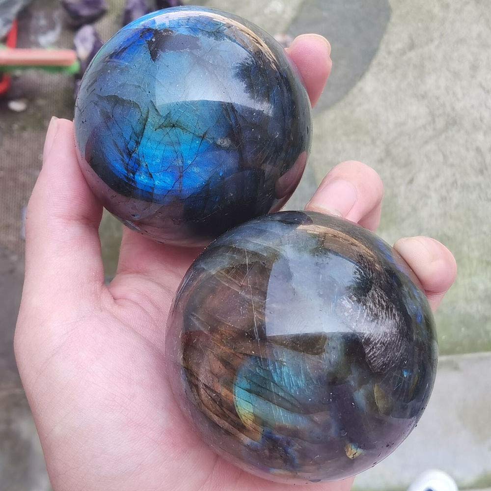 Acxico 1Pcs 60mm Natural Labradorite Quartz Sphere Quartz Crystal Ball Reiki Healing