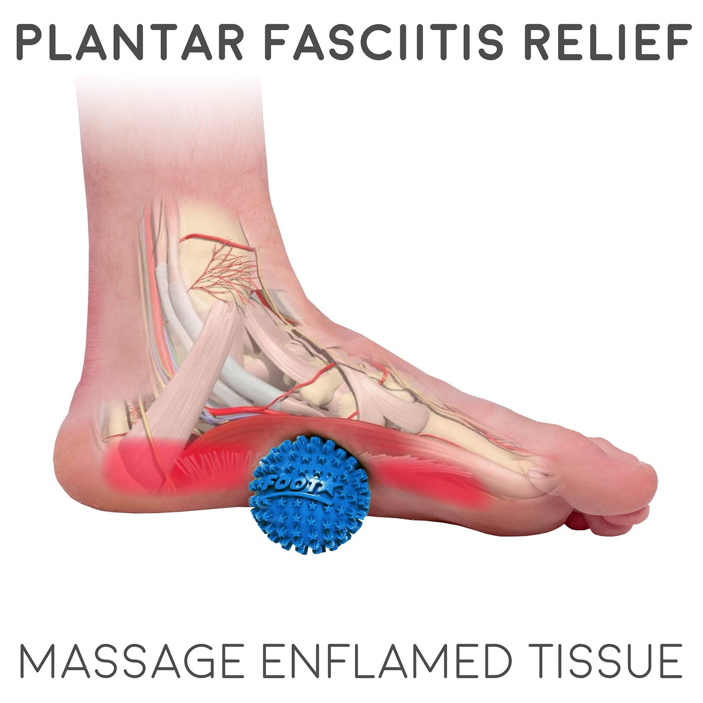 Body Back Foot Star® Massager Ball and Plantar Fasciitis Roller - Soothe Foot Stress, Discomfort, Aches, & Tightness (2-Inch, Blue)