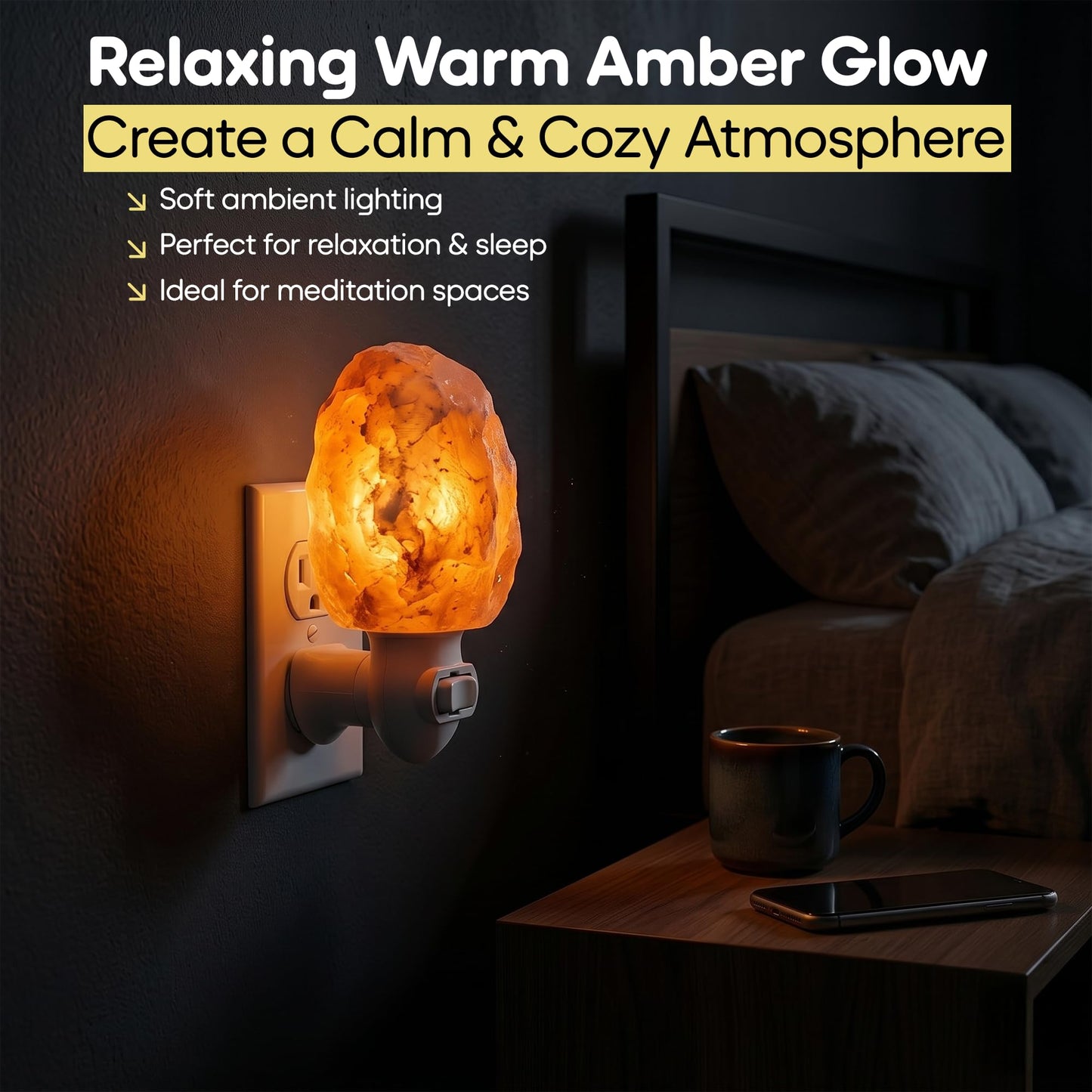 SAF Naturals Himalayan Natural Salt Wall Light Rock Shape, Hand Carved, Warm Amber Glow Night Light, Hallway & Living Room Lighting Decor