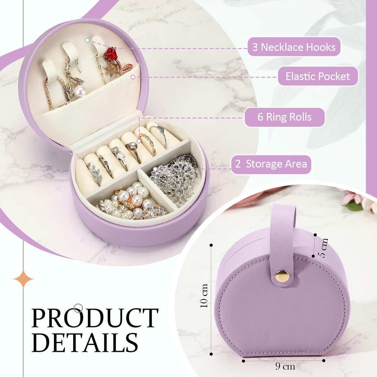 Weysat 12 Pack Travel Jewelry Case Bulk Mini Leather Bridesmaid Jewelry Gift Box Small Earring Storage Organizer (Purple)