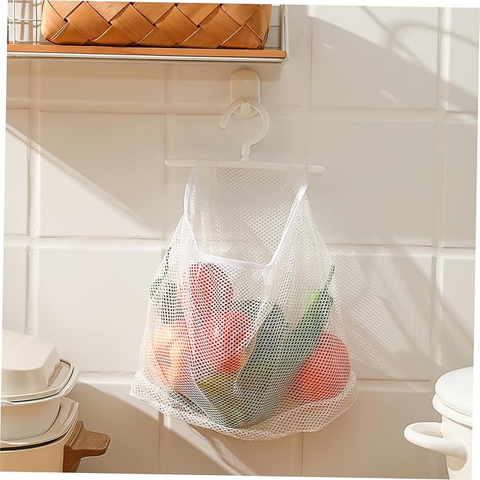 2pcs Mesh Bag with Hook Hanging Laundry Bags Multi-functional Mesh Bags