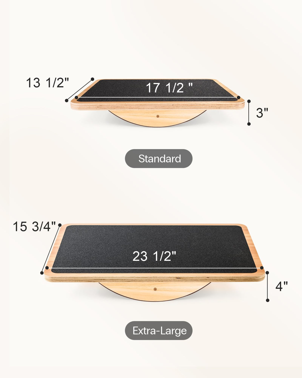 StrongTek Professional Wooden Balance Board, Rocker Board, Wood Standing Desk Accessory, Balancing Board for Under Desk, Anti Slip Roller, Core Strength, Stability, Office Wobble Boards