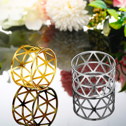 Patelai 12 Pieces Silver Napkin Rings Hollow Out Napkin Holders Fall Thanksgiving Christmas Metal Napkins Rings Buckles for Xmas Wedding Party Dinner Table Decor