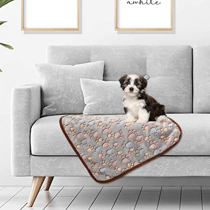 Awaytail 3 Pack Dog Blankets for Small Dogs - Soft Fleece Pet Blankets for Cats - Cute Paw Print Puppy Blanket Washable for Couch Bed Car - 50x60cm