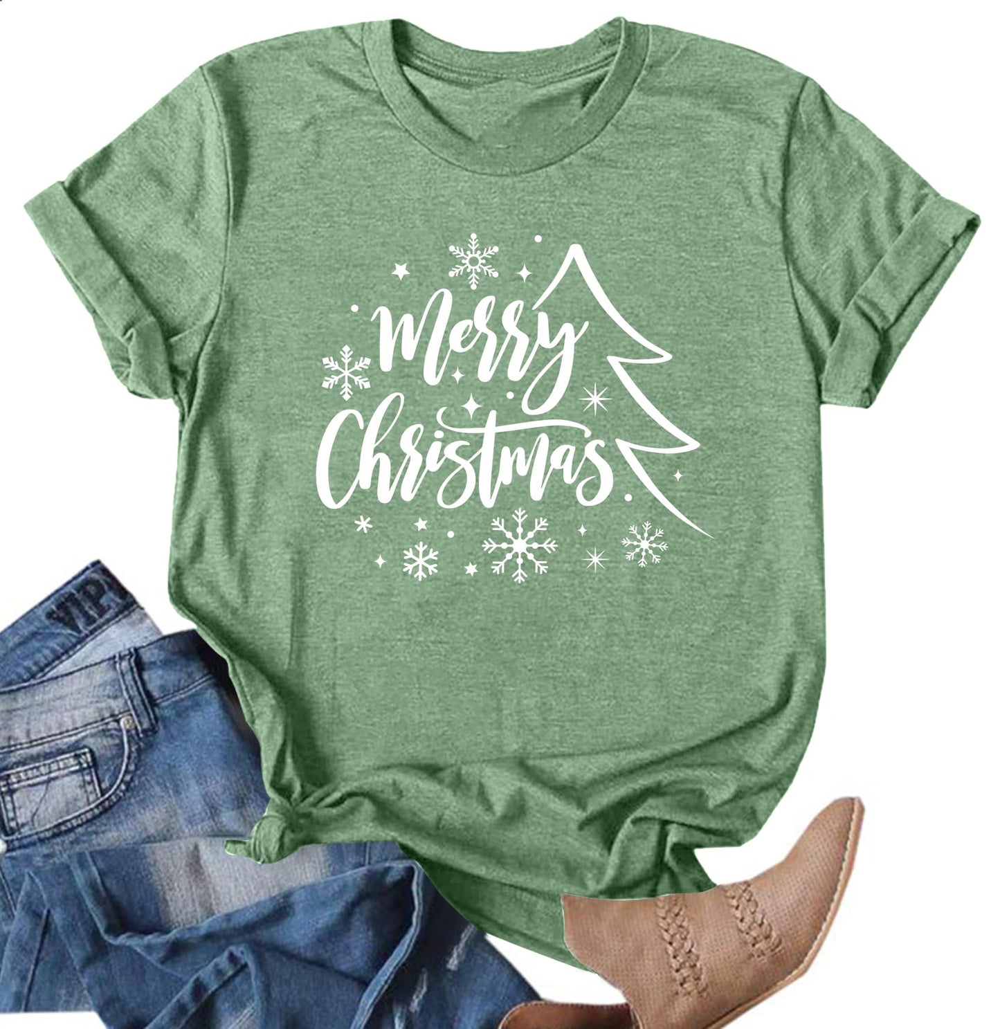 Christmas Shirts Women Funny Merry Christmas Lights Graphic Tees Xmas Tree T-Shirt Holiday Tops