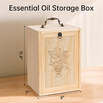 TORIBIO Essential Oil Storage Box for 60 Bottles, Wooden Essential Oils Holder Organizer Holds 5-30ml for Young Living & Doterra Bottles