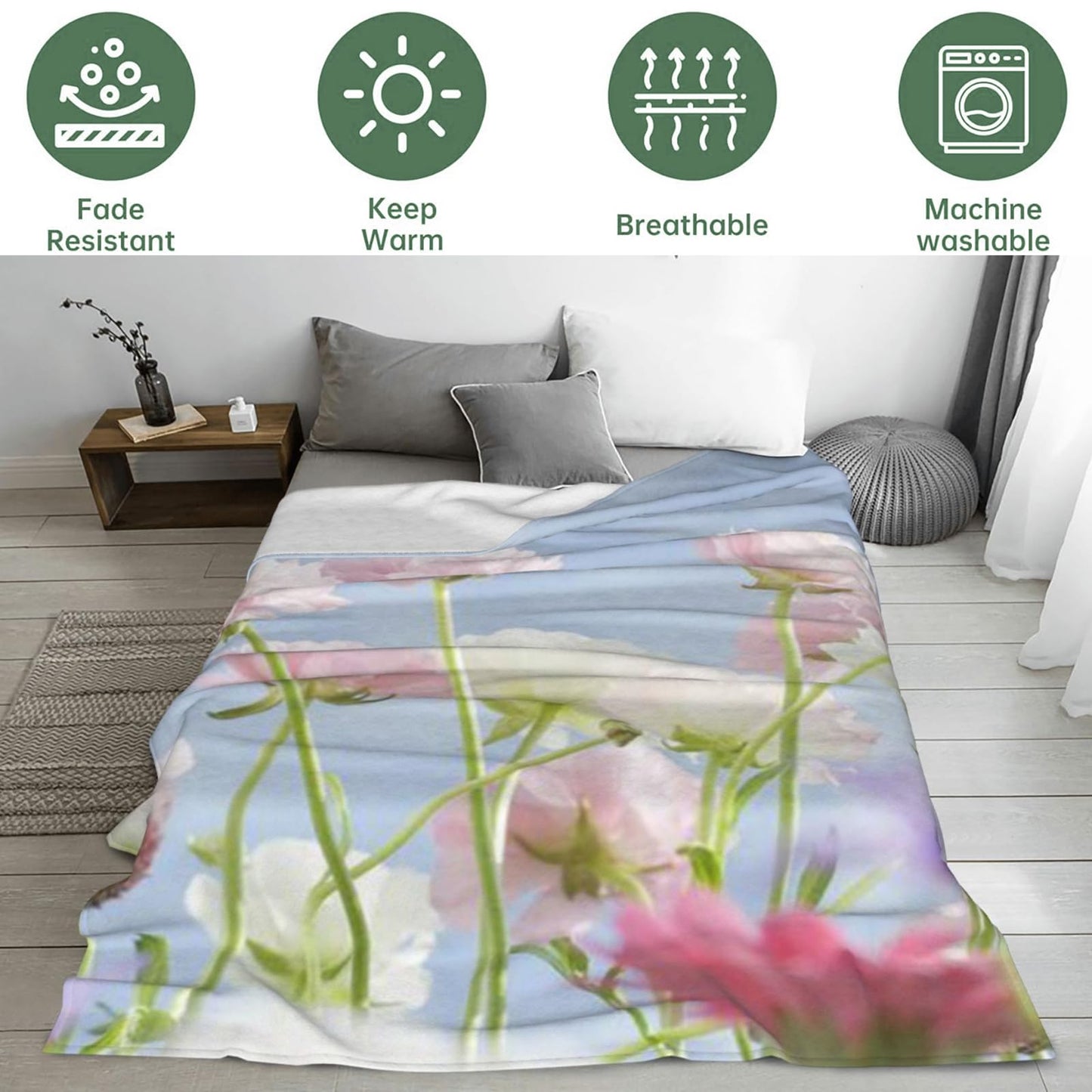Cute Horse Pig Sheep Farmyard Blanket Soft Cozy Farm Animal Flannel Throw Blanket, Gifts for Kids Boys Girls, Warm Yet Lightweight Blankets for Travel, Couch, Bed, Rustic Decor Comfort Wrap 60"×50"