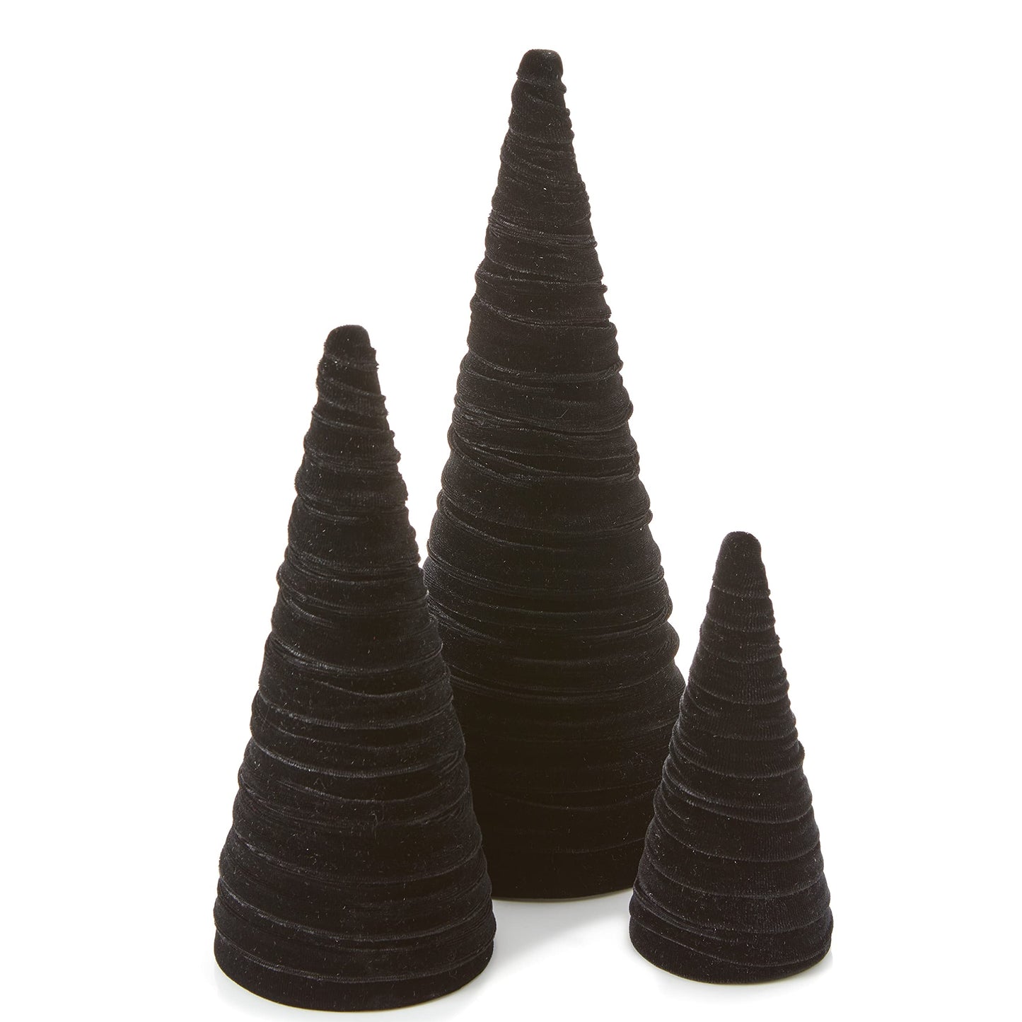 Your Heart's Content Black Velvet Trees Set of 3, Handcrafted Mantel Decor, Christmas Tree Tablescape, Holiday Table Centerpiece, Minimalist Shelf Sitter, Elegant Gift for (Black)