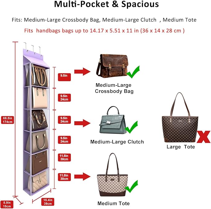 Lirex Over The Door Purse Organizer & Purse Shelf