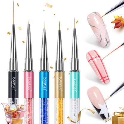 Beetles 31pcs Nail Art Brushes, Dotting Tools, Nail Art Pens, Dust Brush, Striping Liner Fingernail Drawing Pens with Palette Holder All in One for Starter Manicure Design Set
