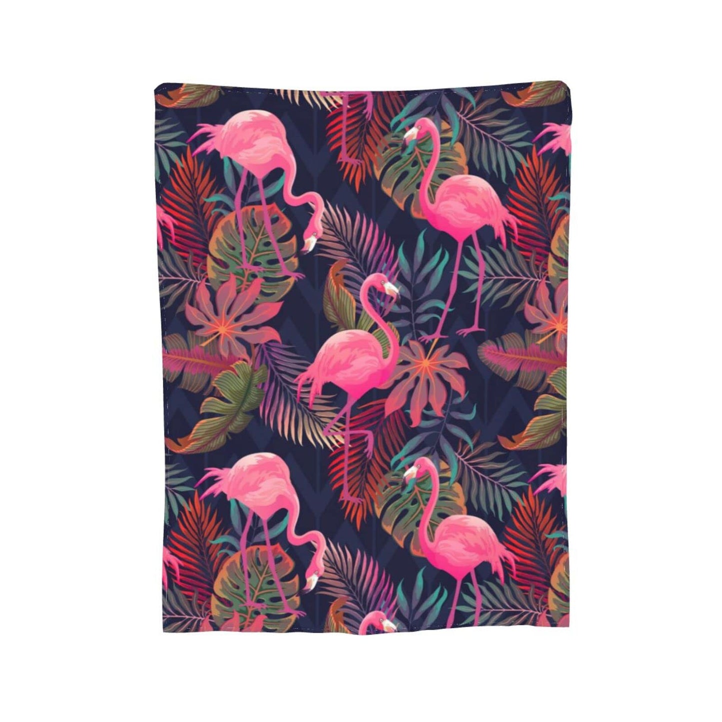 Perinsto Tropical Flamingos with Palm Leaves Throw Blanket Ultra Soft Warm All Season Decorative Fleece Blankets for Bed Chair Car Sofa Couch Bedroom 50"X40"