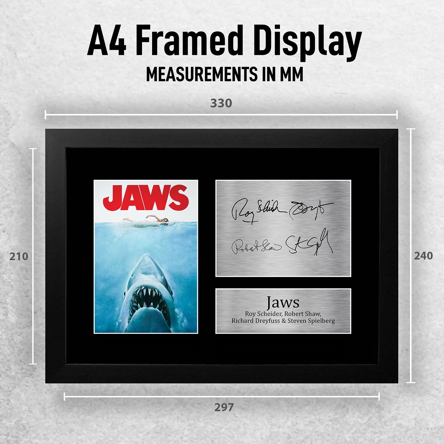 HWC Trading Jaws Gift Signed FRAMED A4 Printed Autograph The Cast Gifts Photo Display