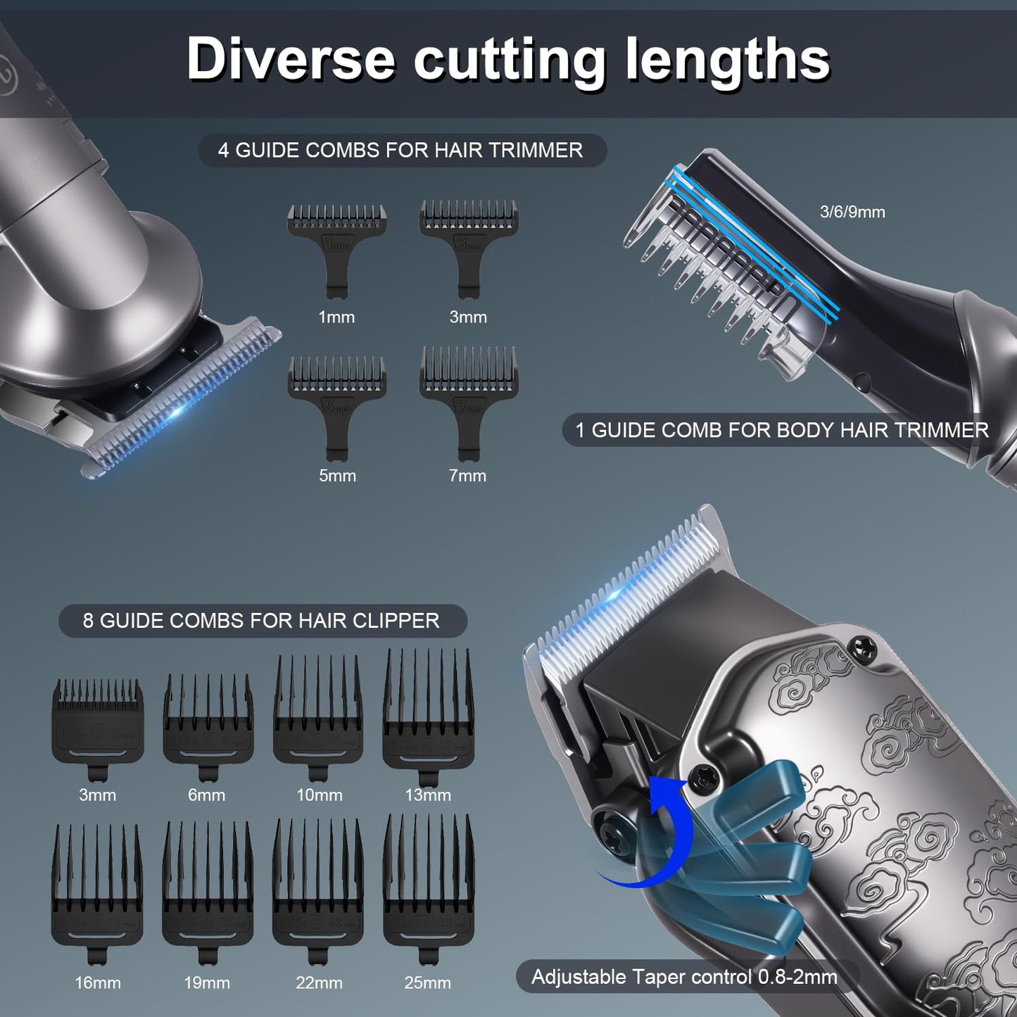 Hatteker Professional Hair Clippers for Men Beard Trimmer Clippers and Trimmer Set Waterproof T-Blade Trimmer Cordless Grooming Kit Nose Body Hair Trimmer Barber Clippers