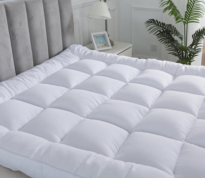 Hotel Quality Box Stitched Microfibre Mattress Topper 5cm Super soft Heavy Fill Orthopaedic Anti Allergy Quilted Mattress Topper (Double,137Cm X190cm)