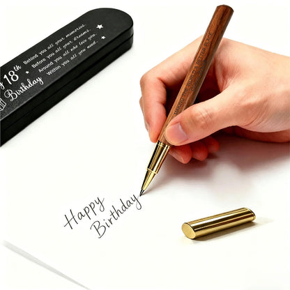 iyaone 18th Birthday Gift for 2008 Born - Engraved Wooden Gel Pen & Keepsake Box Set, Inspirational Gift for New Adult, 18 Year Old Birthday Present