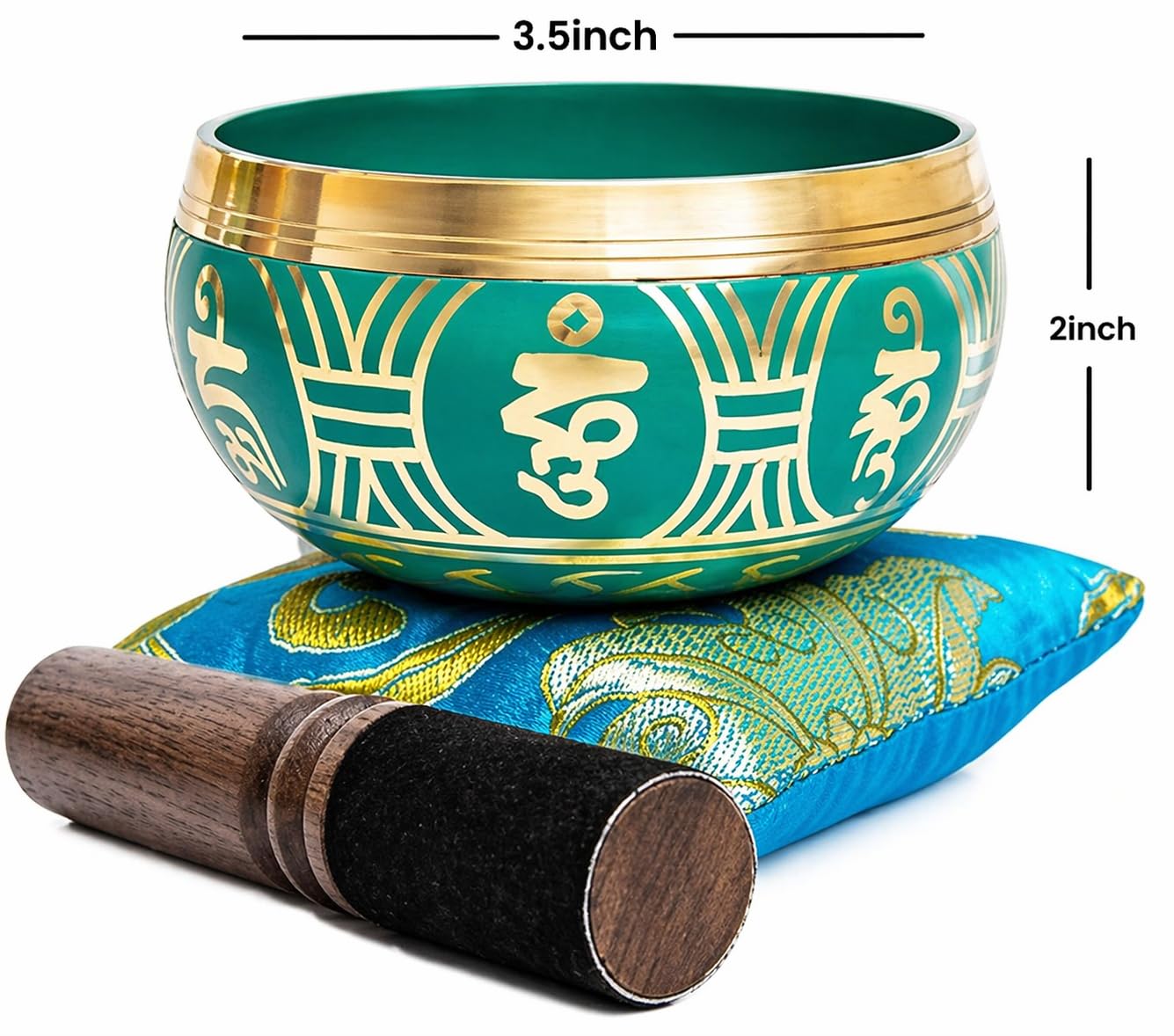 Tibetan Singing Bowl Set - Authentic Handcrafted Mindfulness Meditation Holistic Sound 7 Chakra Healing by Himalayan Bazaar (Turquoise)