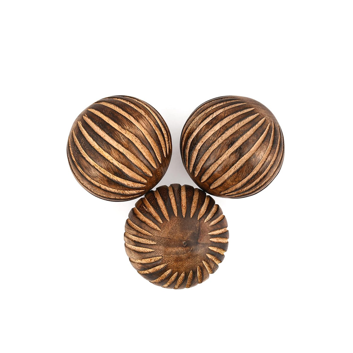 Mahasu Decorative Balls Set of 3 Mango Wood Home Decor Modern Balls for Living Room, Bedroom, Kitchen (3" x 3"x 3")