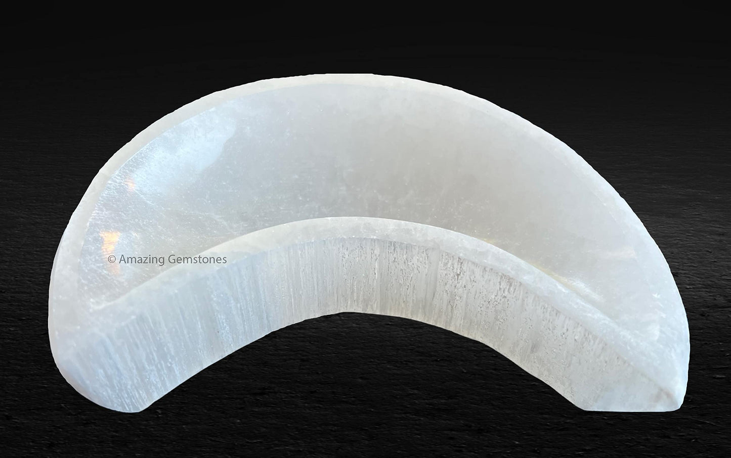 Amazing Gemstone Selenite Bowl - 4" Moon Selenite Crystal to Charge your Healing Stones and Crystals - Selenite Charging Plate Bowl (Moon Shape)