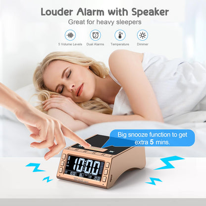 TechGlow Foldable Cellphone Stand with Bluetooth Speaker Charging Station Birthday Gifts for Men Women Mother Father Boy Girl Teens Cool Tech Gadgets-Rose Gold