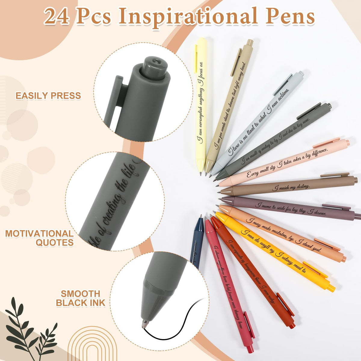 Mooliwe 72 Pcs/24 Set Positive Affirmation Gift Set for Women Gratitude Notebooks with Ballpoint Pens Mini Mirrors Small Bags Motivational Encouragement Notepad for Women Coworkers Adult Party Favor