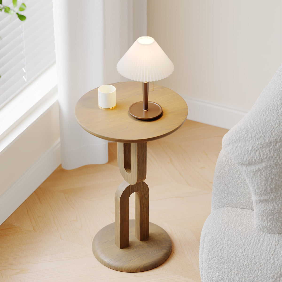 Rosolaratop Solid Wood End Table with Sturdy U-Shaped Base, Modern Accent Side Table for Living Room Bedroom, Natural Ash Wood, Easy Assembly (15.75" L x 15.75" W x 23.62" H)